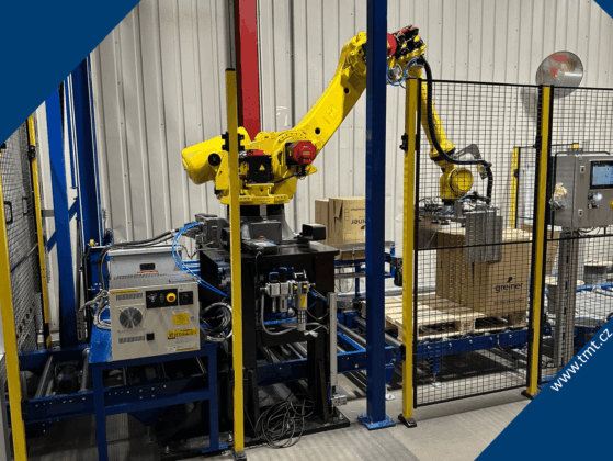 Dopravníková a robotická paletizační linka – greiner packaging