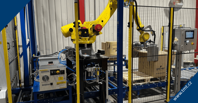 Dopravníková a robotická paletizační linka – greiner packaging